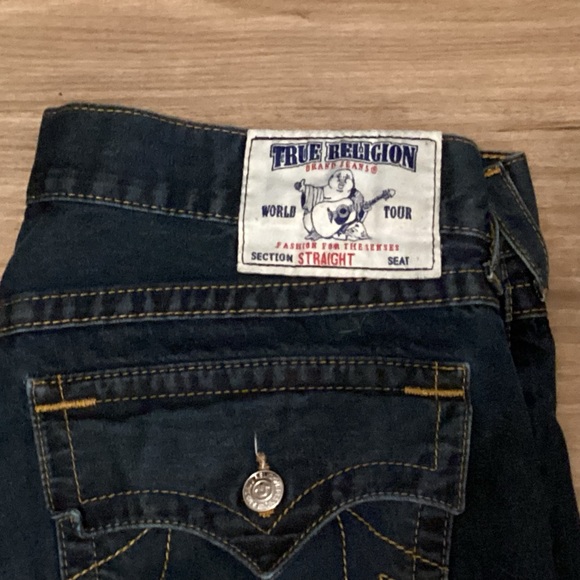 True Religion Straight Flap Dark Denim Jeans - Picture 1 of 9